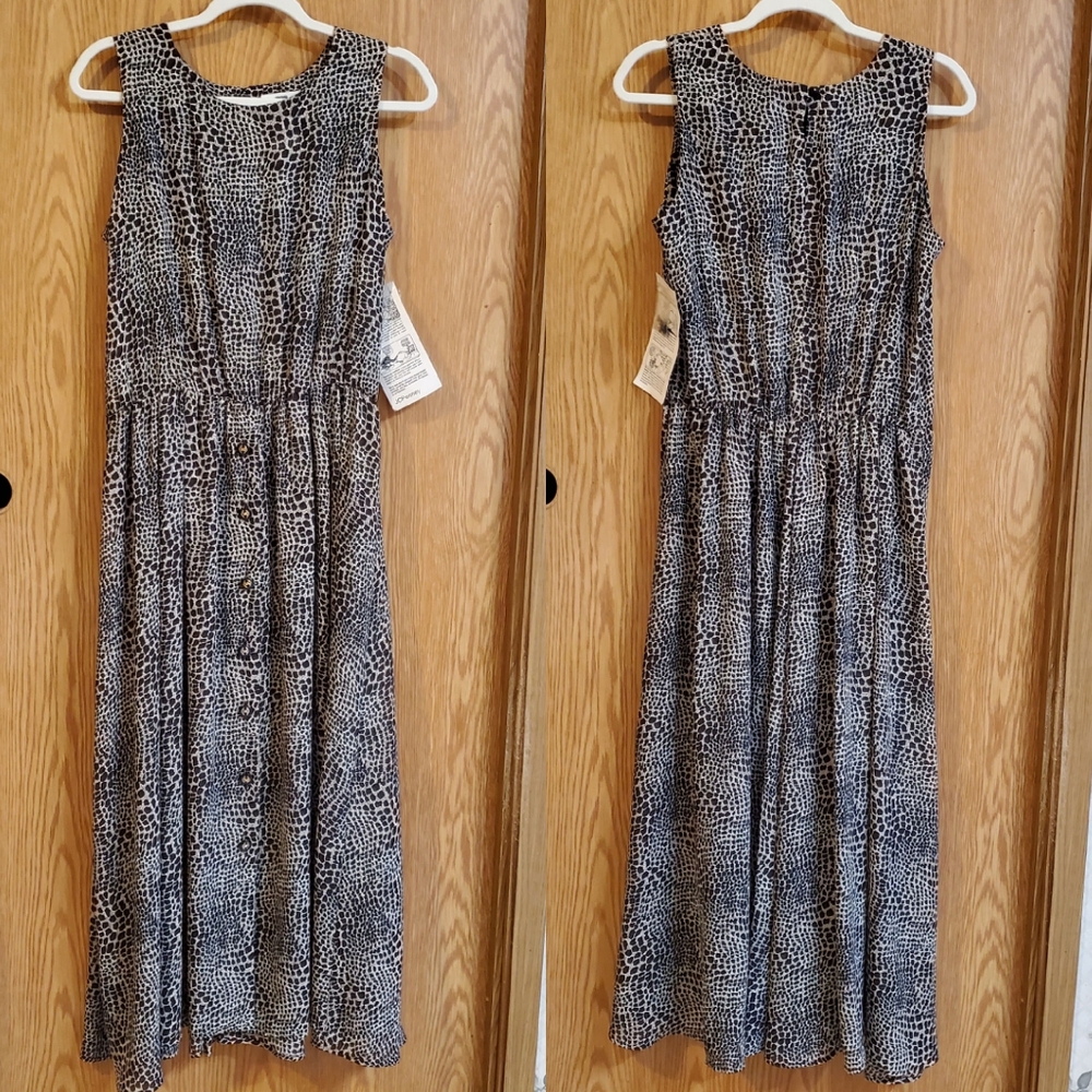 Vintage 90's SGS Studio animal print maxi dress sheer size 12 NWT